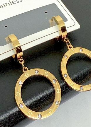 Серьги картье из медицинского золота stainless steel