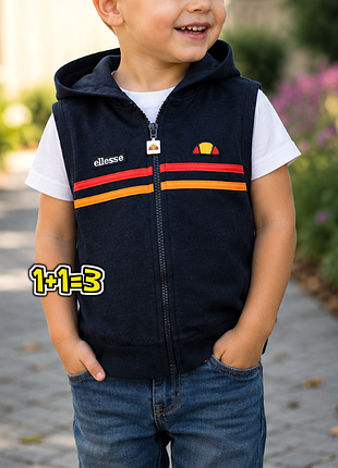 🎁1+1=3** синє утеплене худі без рукавів ellesse на хлопчика 3 - 4 роки