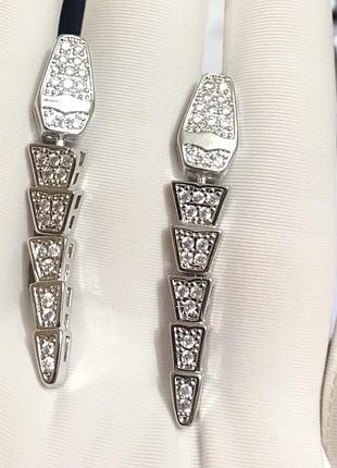 Сережки змії з медичного золота stainless steel, xuping позолочені