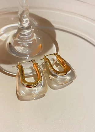 Сережки з медичної сталі stainless steel, xuping, позолота