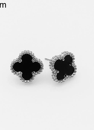 Сережки з чорним конюшином із медичного золота stainless steel, xuping позолота