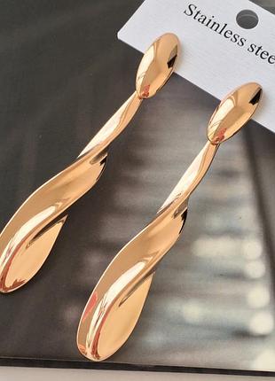 Сережки позолочені з медичної сталі stainless steel