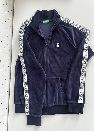 Кофта для підлітків benetton велюрова на замку синя