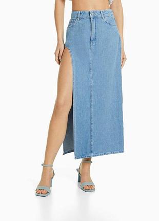 Джинсовая юбка макси bershka 7