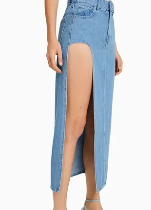 Джинсовая юбка макси bershka 4