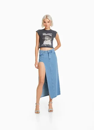 Джинсовая юбка макси bershka 3