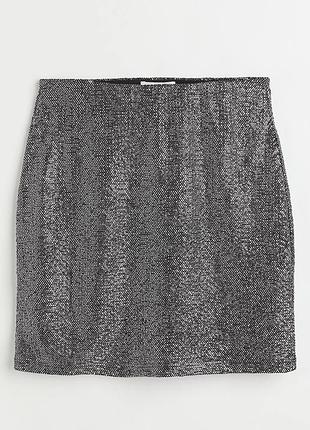 H&m блискуча срібляста мініспідниця 4