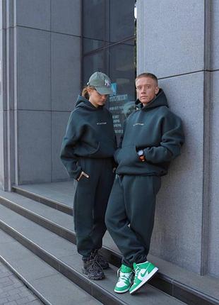 Теплий чоловічий костюм на флісі пінйя — стиль і комфорт для повсякденного носіння темно-бутилка, s/m