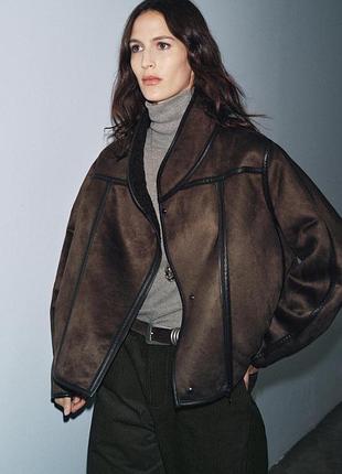 Коричнева дублянка zara 5