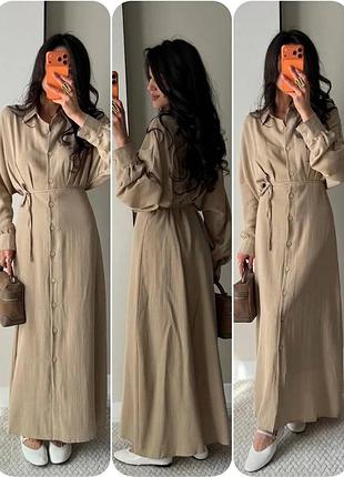 Женское платье из льна жатка | легкое летнее платье oversize | черное, молоко, беж, розовое, голубой, шоколад беж