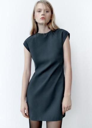 Синее женское короткое платье zara