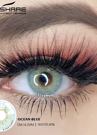 Контактные линзы голубые/бирюзовые с контейнером eyeshare ocean blue