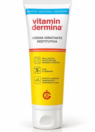 Vitamin dermina зволожувальний відновлювальний крем для обличчя і тіла із 5 керамідами, 100 мл, італія