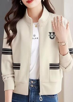 Стильна толстовка, спортивна кофта, жакет, р. xxl, наш 46-50, молочний чорний