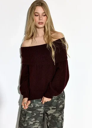 Светр жіночий h&m в'язаний бордовий