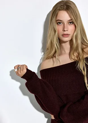 Светр жіночий h&m в'язаний бордовий