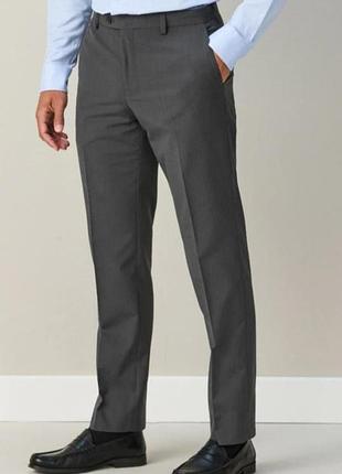 Шерстяные брюки charles tyrwhitt slim fit w38 l32 / серые мужские брюки 100% шерсть