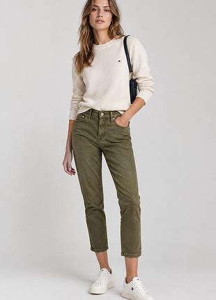 Жіночі джинси tommy hilfiger кроп укорочені кольору хакі
