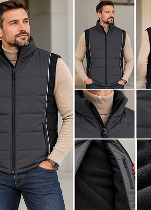 Чоловіча утеплена жилетка на флісі р.l сіра work wear