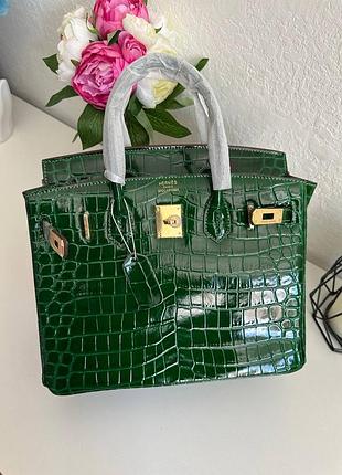 💚h. birkin 30 брендовая сумка биркин лаковая натуральная кожа рептилия зеленая премиум люкс