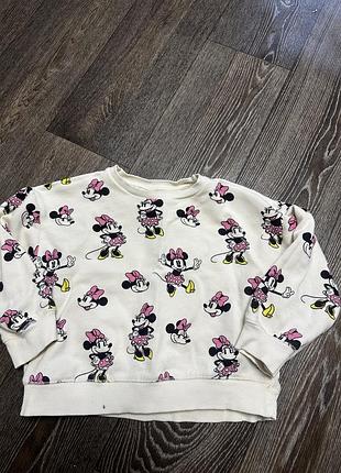 Кофта для дівчинки zara біла з принтом мінні маус