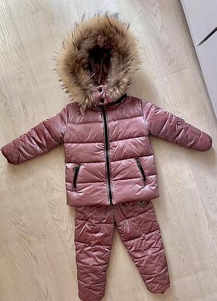 Зимовий комбінезон moncler для дівчинки, рожевий