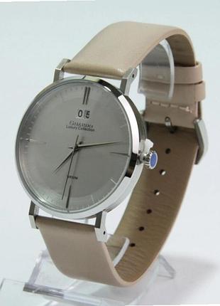 Чоловічий годинник guardo luxury collection s02428-3 сталевий корпус бежевий шкіряний ремінець водозахист 50 м сірий циферблат з