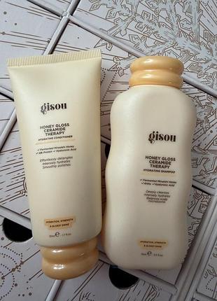Набір gisou шампунь і кондиціонер honey gloss hydrating conditioner/50 мл + honey gloss hydrating shampoo/75 мл