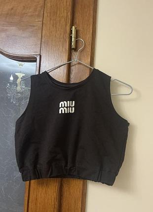 Майка жіноча miu miu чорна з написом