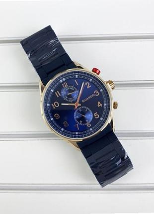 Мужские часы guardo premium 11269-5 корпус розовое золото синий силиконовый ремешок синий циферблат с датой