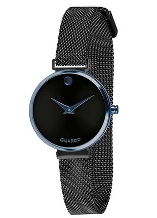 Женские часы guardo premium b01401-9 синий корпус чёрный браслет-миланезе чёрный циферблат