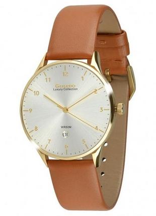Мужские часы guardo luxury collection s02426-3 золотистый корпус светло-коричневый кожаный ремешок водозащита 50 м светлый