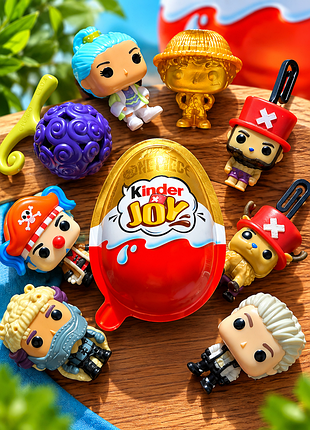 Повторки kinder joy one piece netflix funko pop колекційні фігурки кіндер джой ван піс фанко поп 1 шт. золотий луффі, чоппер, багі, вапол, фрукт, віві