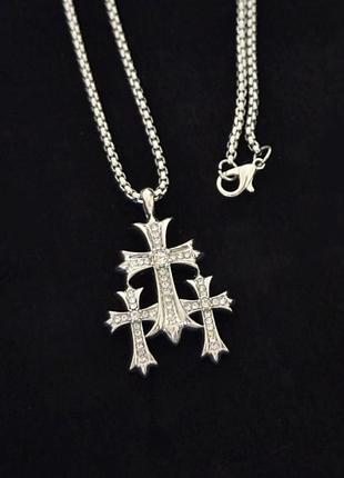 Підвіска ланцюжок кулон chrome hearts хрести з камінцями тренд 2026