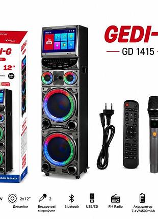 Акустична система gedi-g gd ″ з екраном, led-підсвіткою та бездротовими мікрофонами ( )