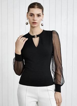 Блуза з шифоновими рукавами shein