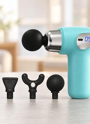 Перкуссионный аккумуляторный массажер 5 скоростей massager cy-009 + 4 насадки