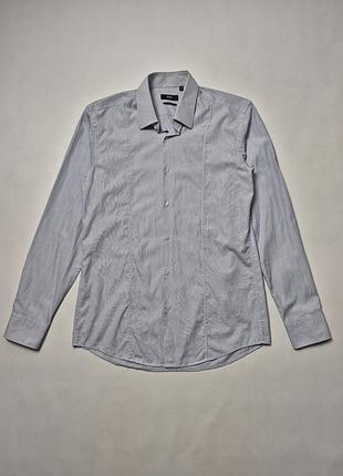 Мужская рубашка hugo boss slim fit в тонкую полоску размер m (40)