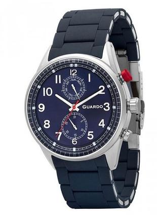 Мужские часы guardo premium 11269-2 стальной корпус синий силиконовый ремешок синий циферблат с датой