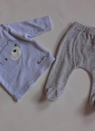 Pierre cardin. комплект. велюрова кофточка і повзунки на 0-3 місяці хлопчику