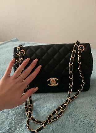 Сумка жіноча chanel чорна стьобана