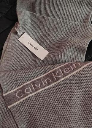 Шарф унісекс calvin klein сірий в'язаний