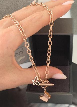 Ланцюжок з підвіскою метелик з медичної сталі (stainless steel)