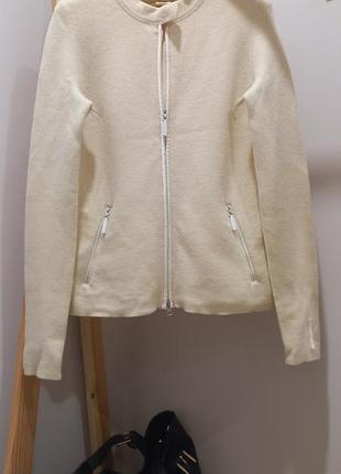 Светр жіночий escada sport на блискавці, колір слонової кістки, розмір xs, вовна