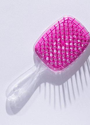 Щетка для волос hollow comb superbrush plus clear-pink
