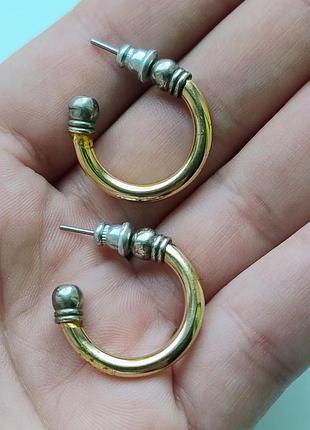 Стильні вінтажні сережки-кільця (конго) в стилі 80-90х, mixed metal