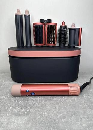 Мультистайлер, стайлер для волосся hs05 з кейсом airwrap complete long 6 насадок strawberry bronze/blush pink