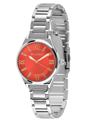 Жіночий годинник guardo premium 012773-1 сталевий корпус сталевий браслет кораловий циферблат