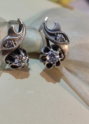 Серьги серебряные, винтаж советский