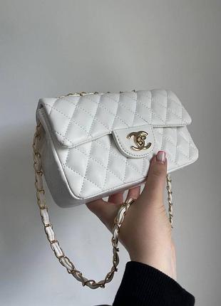 Сумка для жінок chanel, біла, маленька, стьобана, з екошкіри